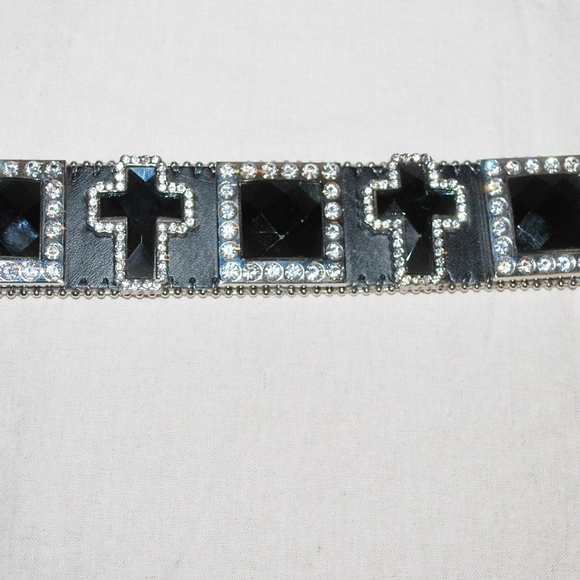 CW Leather Rhinestone Crystal Studded Belt main image 5